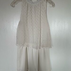 Elegant White Sleeveless Dress with Silver Accents